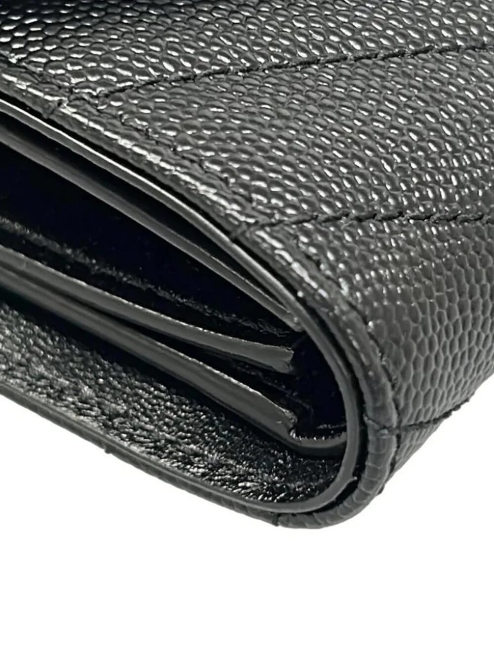 SAINT LAURENT PARIS Cassandra Multifold Wallet 692061 Black Leather - - Picture 8 of 12